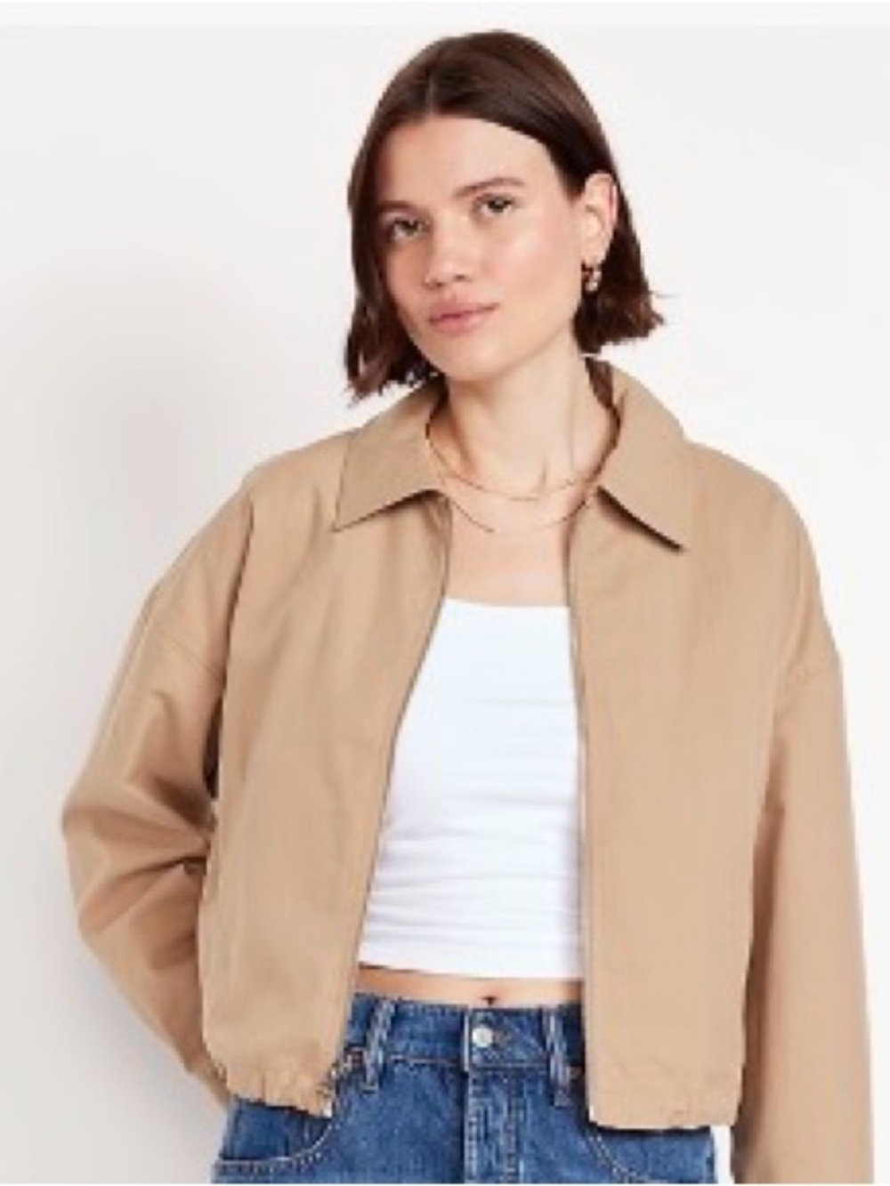 Old Navy Tan Cropped Bomber Jacket